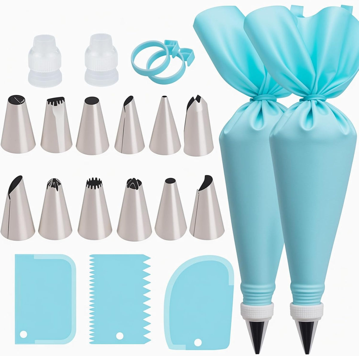 Reusable Piping Bags and Tips Set, 21-Piece Cake and Cupcake Decorating Kit