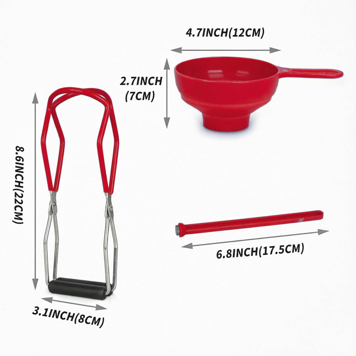 Supa Ant Canning Supplies Starter Kit (Food Grade) - Canning Kits Set for Beginners - 3 Pcs. Including Wide Mouth Jar Funnel, Magnetic Lid Lifter, Stainless Steel Jar Lifter (Assembled in USA) Green