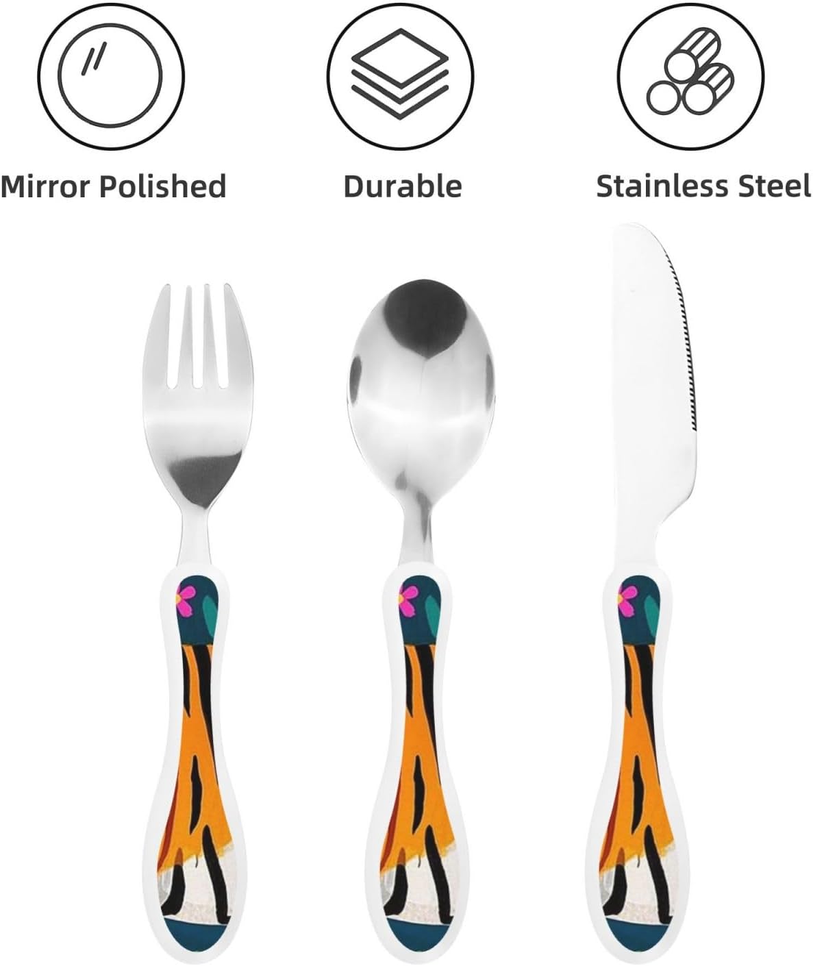 3-Piece Kids Silverware Set With Storage Case, Stainless Steel Reusable Children Safe Knife Spoon Fork Set Chinese Celadon Peacock Children Flatware Set For Kids Lunch Box