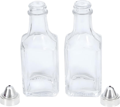 Bexter 2 Pack Oil and Vinegar Cruet Set, 5 oz Glass Oil and Vinegar Dispenser Bottles, Salad Dressing Cruets with Pour Spouts, Refillable Glass Cruet for Kitchen, Dining Table and Condiments
