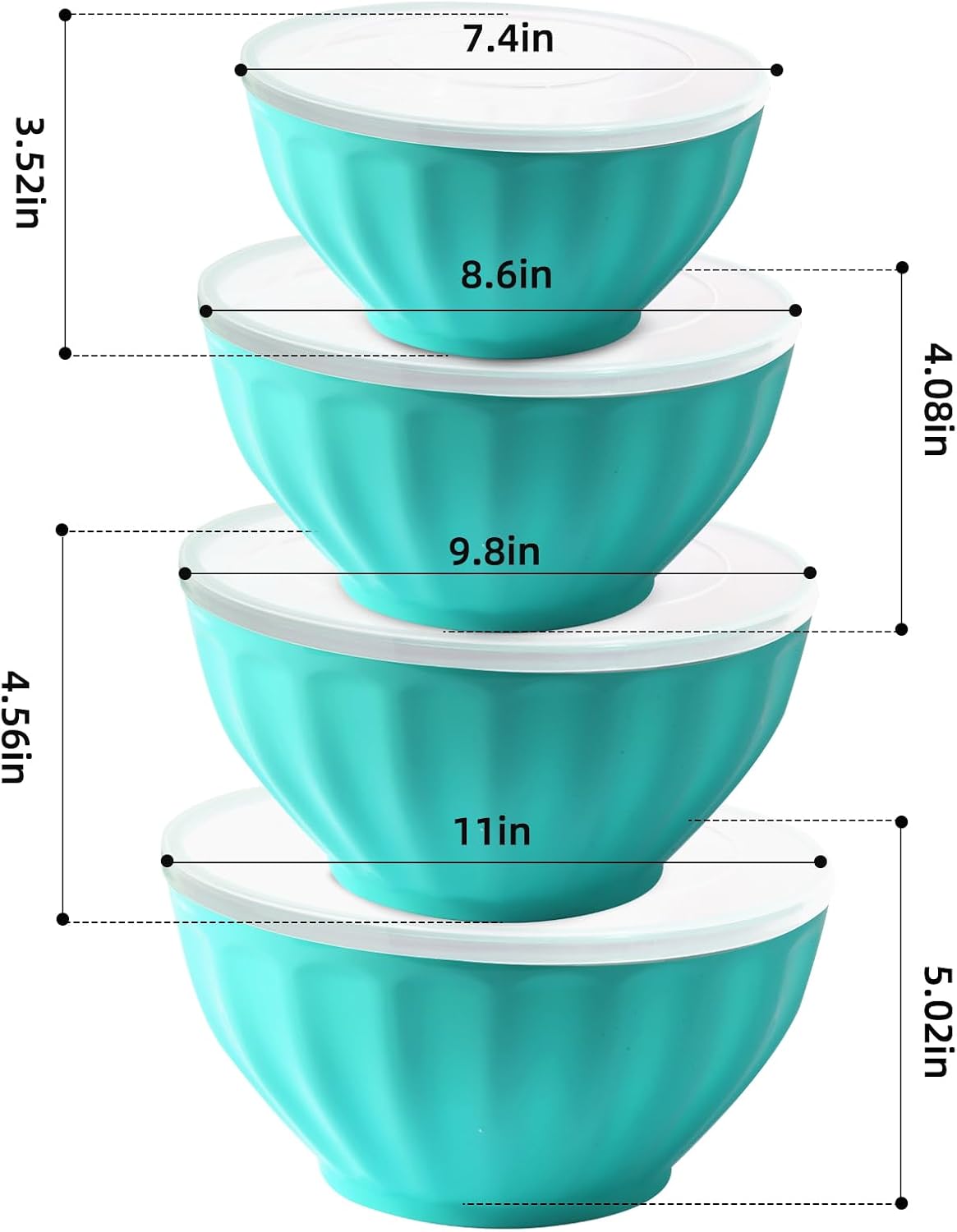 Mixing Bowls with Lids Set,4 Piece Large Plastic Nesting Bowls,Includes 4 Microwave safe Mixing Bowl and An Egg Whisk for Kitchen Prepping,Baking,Cooking Food, Pink