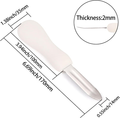 Fasmov 10 Pack Oyster Shucking Knife, Stainless Steel Oyster Knife Oyster Shucker Clam Knife, Oyster Knives Suitable for All Kinds of Shells and Oysters Shucking(White+ Black)