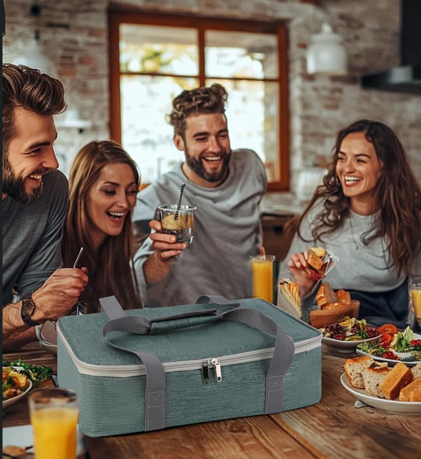 Bodaon Insulated Casserole Carrier Bag, Fits 9x13 and 11x15 Inch Baking Dish with Lid, Casserole Carriers for Hot or Cold Food for Transport, Thermal Lasagna Potluck Warmer Travel Tote, Black