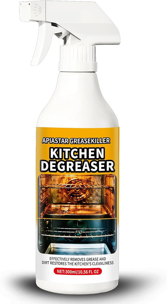 Apiastar Greasekiller Spray, 300ml Apiastar Grease Killer for Grill, Greasekiller Spray Grill Cleaner, Heavy Duty Degreaser, Multi-Use for Grills, Oven, Air Fryer, Home & Commercial Kitchen (2PCS)