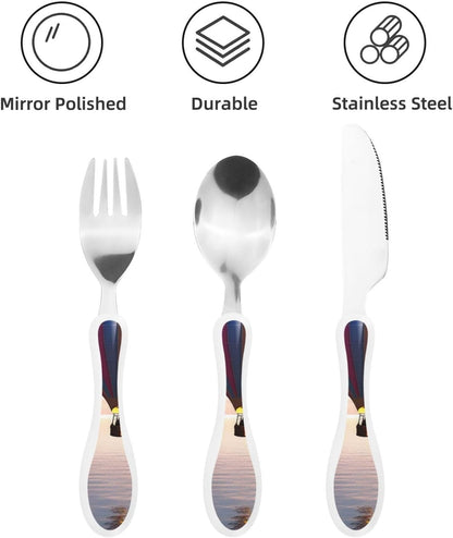 3-Piece Kids Silverware Set With Storage Case, Stainless Steel Reusable Children Safe Knife Spoon Fork Set Insects Love Children Flatware Set For Kids Lunch Box