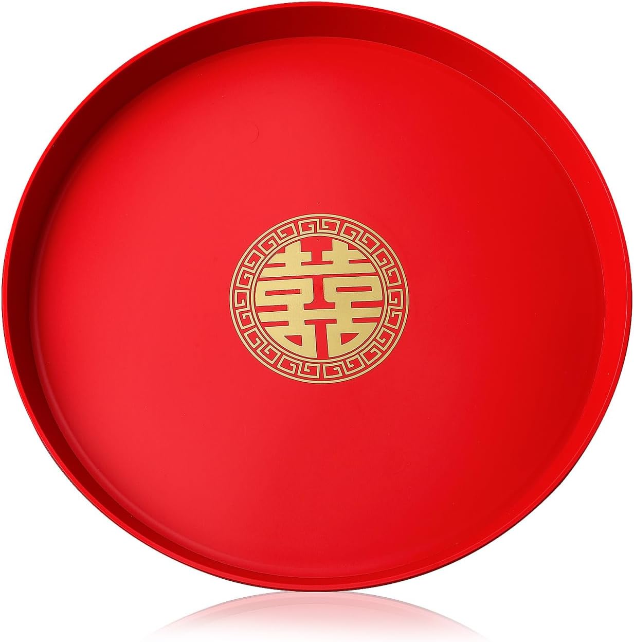 CHILDWEET Red Round Wedding Tray Chinese Style Snack Serving Platter for Candy Nuts Dried Fruits Weddings Parties and Chinese New Year Celebrations 12.6 Inch