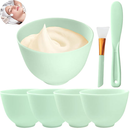 7Pcs Silicone Mixing Bowls, Silicone Bowls for Facials, DIY Face Mask Mixing Bowl for Home Salon Spa Face Skin Applicator Bowl, Black