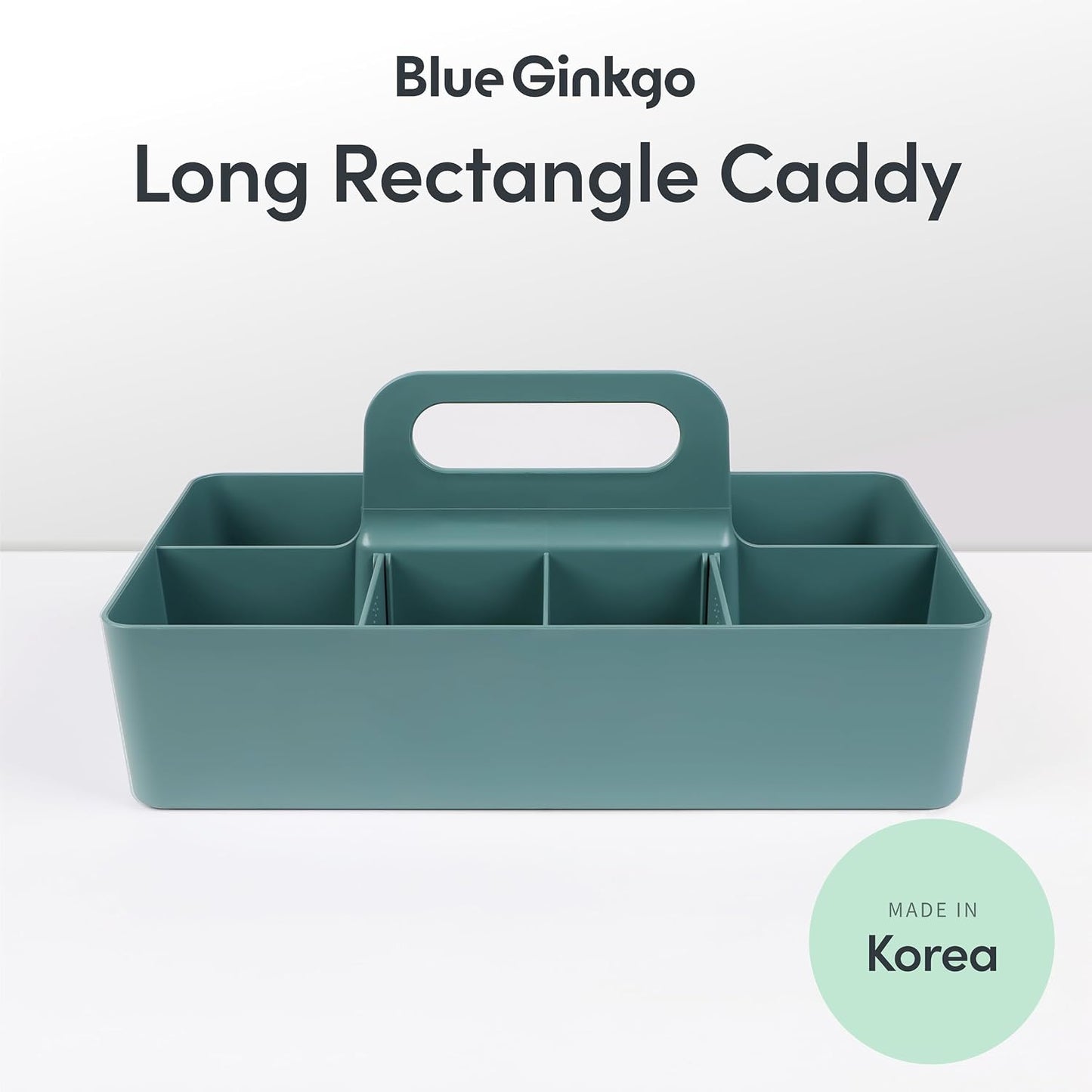 BLUE GINKGO Stackable Organizer Caddy – Korean-Made Portable Tote for Bathroom, Office, Crafts, or School Supplies (Rectangle, White)