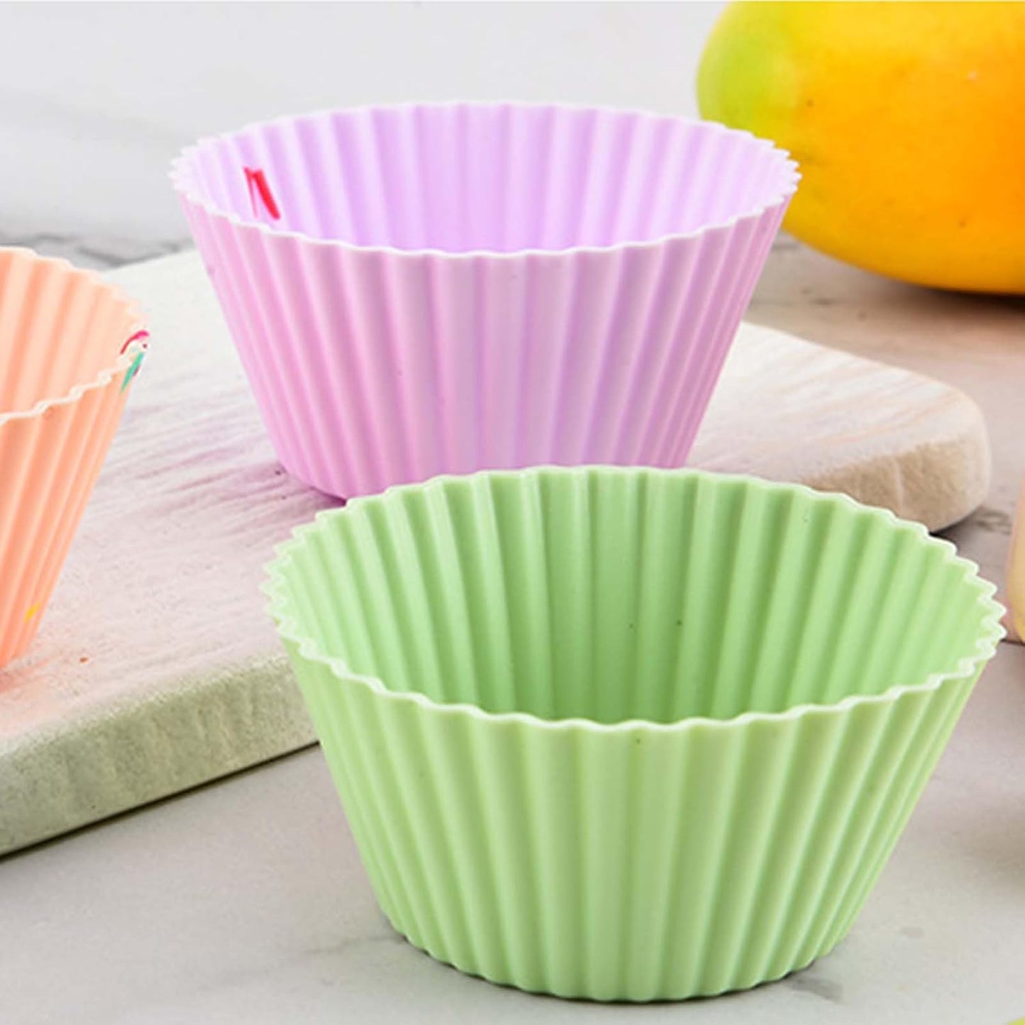 48 Pack Silicone Muffin Cups, Silicone Baking Cups, Muffin Liners, Reusable Cupcake Liners Nonstick, 9 Shapes Pastry Cake Molds Bento Lunch Box Dividers