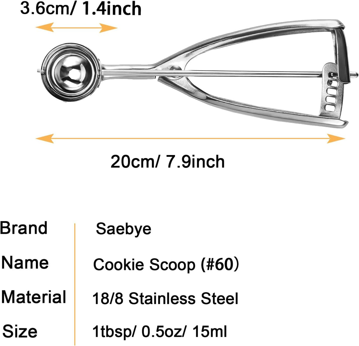 Saebye 4 oz Scoop, Large Ice Cream Scoop with Trigger, #8 Cookie Scoop,