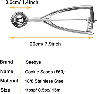 Saebye 4 oz Scoop, Large Ice Cream Scoop with Trigger, #8 Cookie Scoop,
