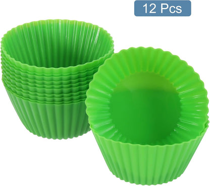 uxcell 18Pcs Silicone Cupcake Liners, Non-Stick Baking Cups, for Cooking Eggs, Baking Muffins and Make a Cake(Pink)