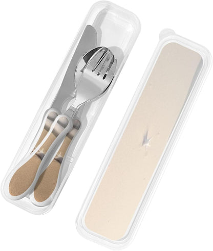 3-Piece Kids Silverware Set With Storage Case, Stainless Steel Reusable Children Safe Knife Spoon Fork Set Yellow Sunflowers Children Flatware Set For Kids Lunch Box
