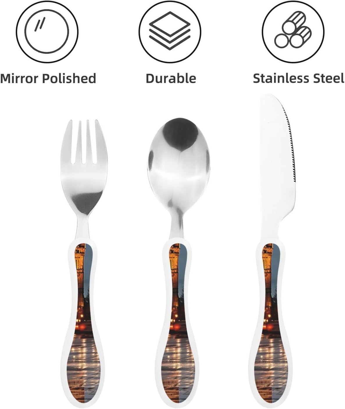 3-Piece Kids Silverware Set With Storage Case, Stainless Steel Reusable Children Safe Knife Spoon Fork Set Classic Cocktail Children Flatware Set For Kids Lunch Box