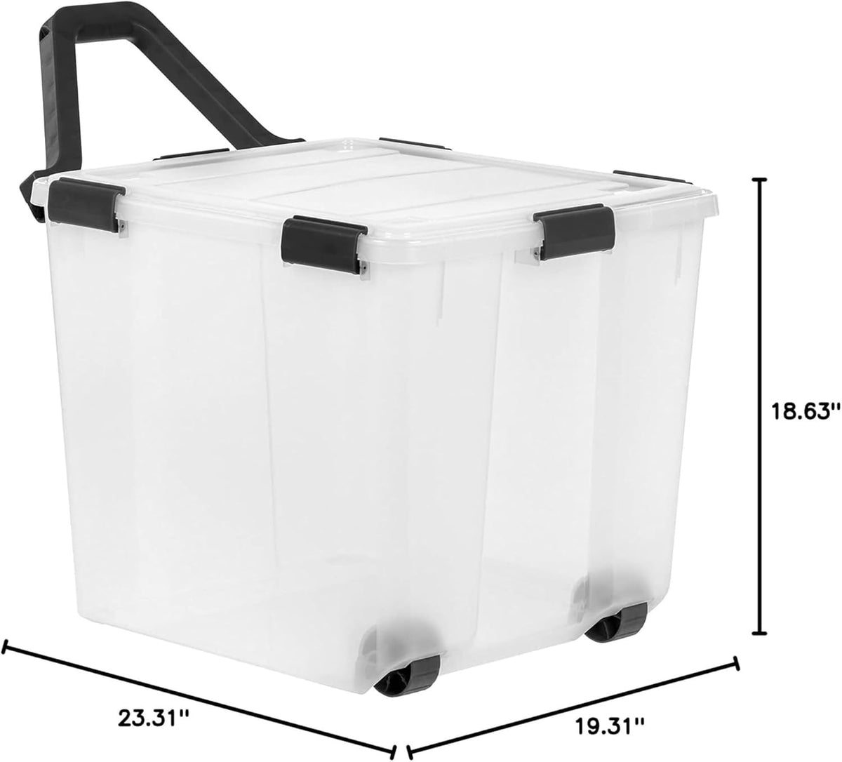 IRIS USA Storage Bins with Lids, WeatherPro Wheeled 106 Qt, Plastic, 3 Pack | Weather-tight gasket, wheels, and secure latches protect camping gear, tools, holiday décor, clothing, and documents.
