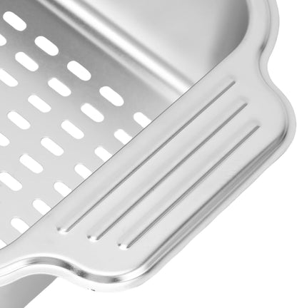 AYNEFY Extendable Over The Sink Basket Expandable Stainless Steel Colander 304 Food Grade Strainer for Washing Vegetables Fruits Pasta Dishes with Rubber Grip Handles (S)