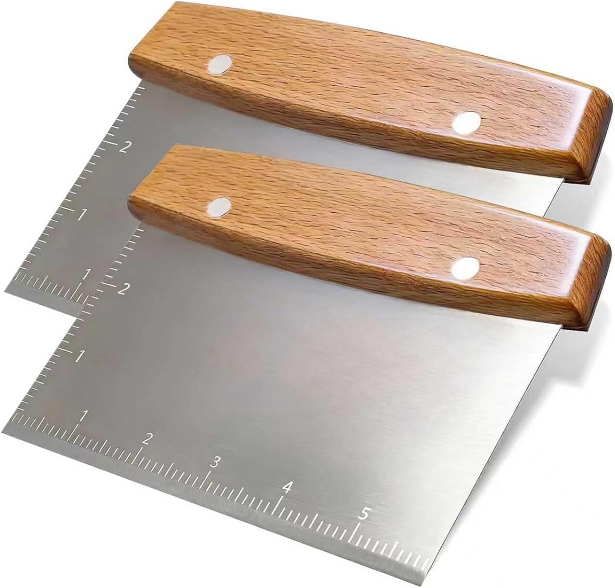 Professional Dough Cutter & Bench Scraper - Ultimate Dough Scraper Tool with Stainless Steel Blade & Wood Handle