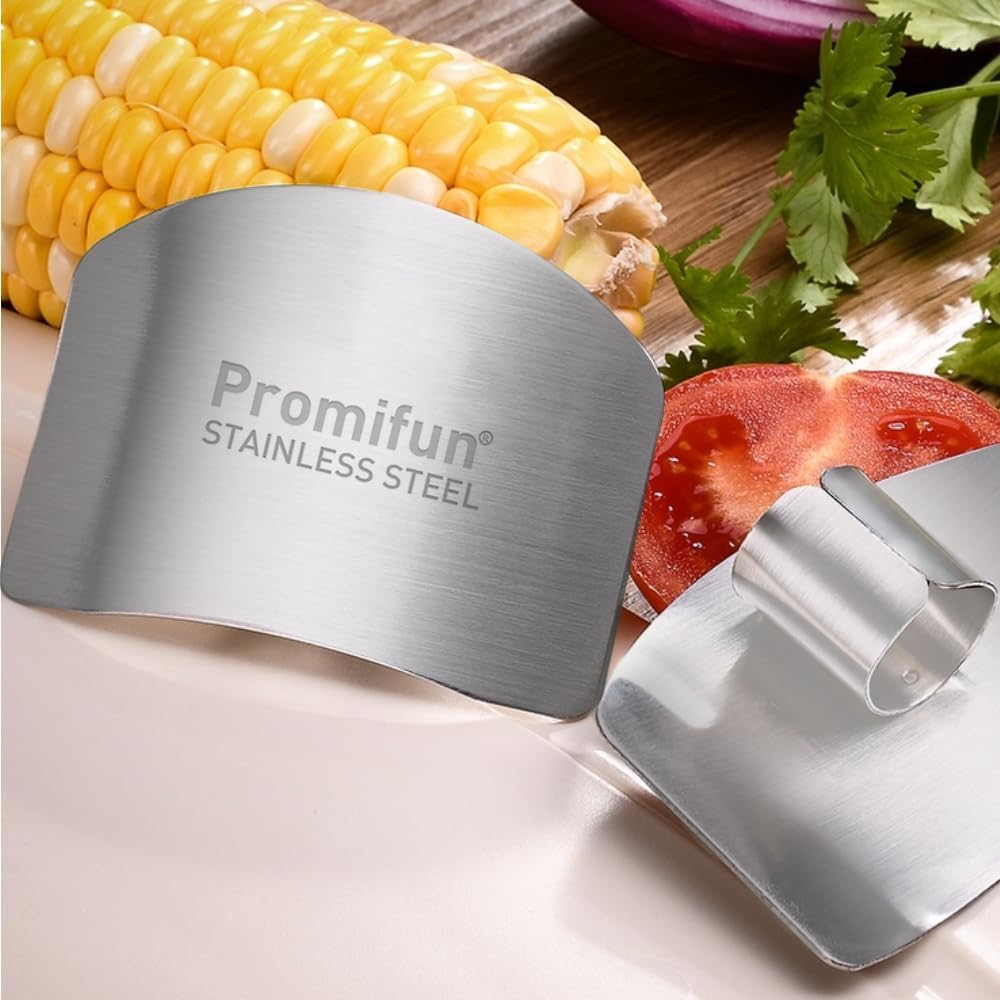 Promifun Finger Guards for Cutting, 8 Pcs Stainless Steel Finger Protector for Cutting Food, Knife Guard, Chopping Protector for Dicing and Slicing in Kitchens