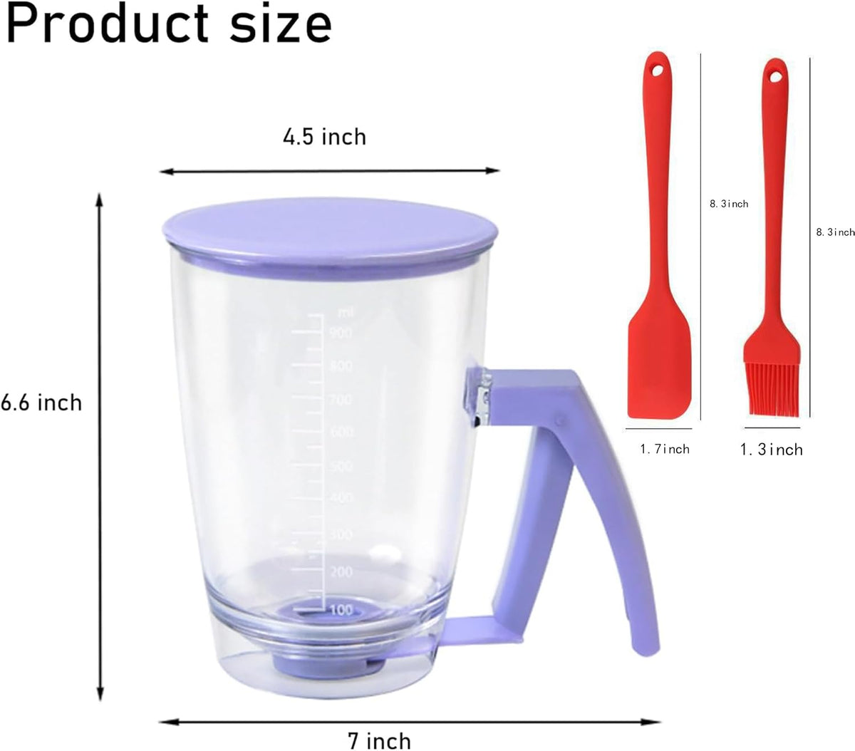 Pancake Batter Dispenser with Squeeze Handle & Silicone Spatula & Cleaning Brush