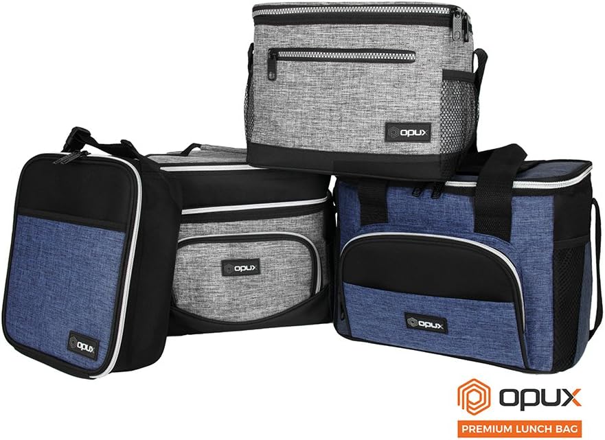 opux Insulated Lunch Box Men Women, Lunch Bag for Work School, Leakproof Soft Cooler Tote Adult, Large Lunch Pail Kids Boys Girls, Picnic Beach Food Bag with Shoulder Strap, Purple Floral