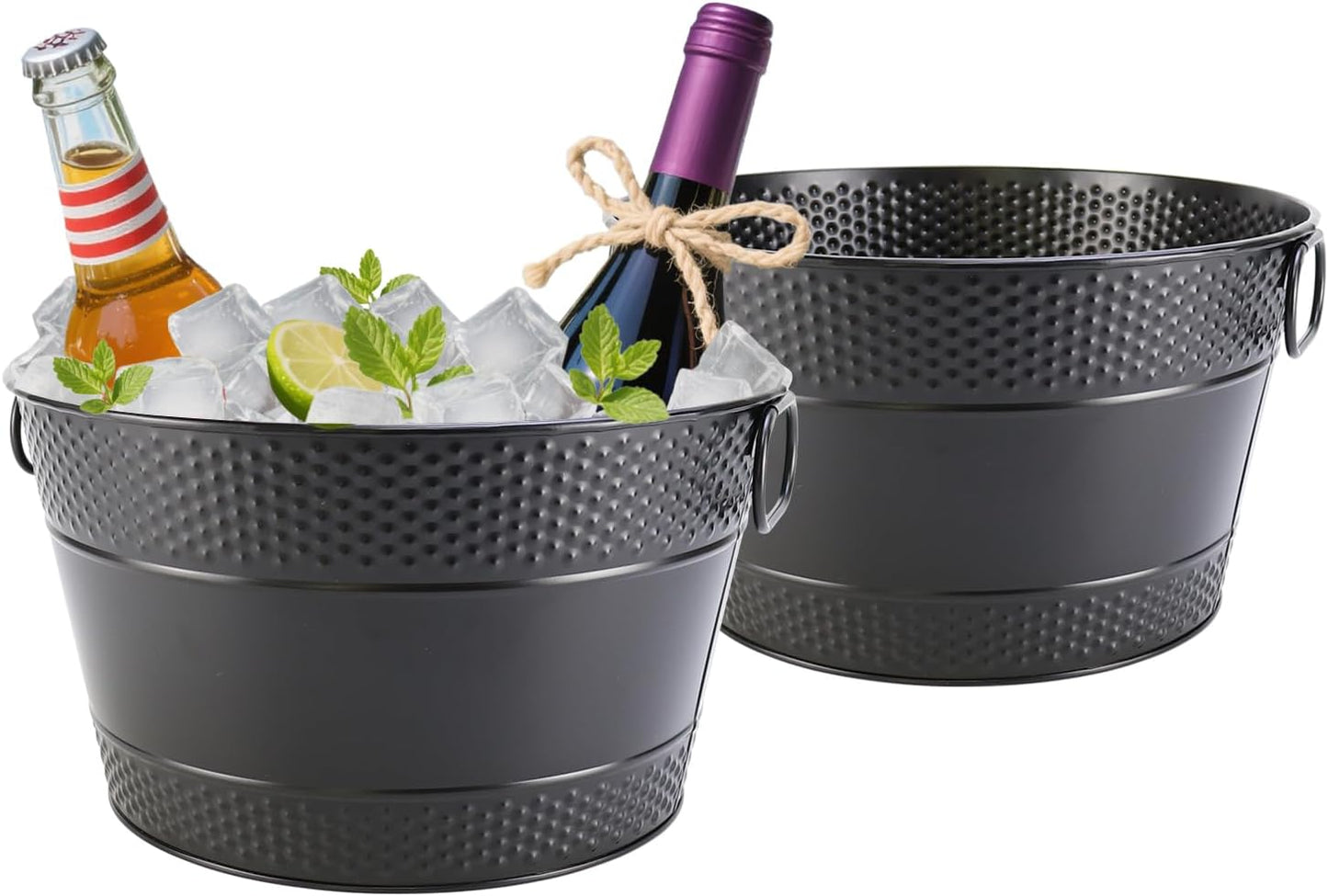 Ice Bucket for Parties Galvanized Beverage Tub, Drink Buckets Galvanized Bucket with Handles for Wine Beer Champagne Cocktails for Catering Bars (Copper-1PC)