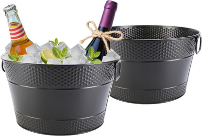 Ice Bucket for Parties Galvanized Beverage Tub, Drink Buckets Galvanized Bucket with Handles for Wine Beer Champagne Cocktails for Catering Bars (Copper-1PC)