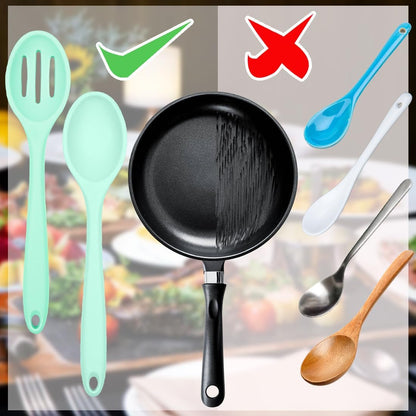 ELANE 8 Pcs Silicone Cooking Utensils Set,Silicone Serving Spoons Cooking Spoons for Nonstick Cookware for Kitchen Salads