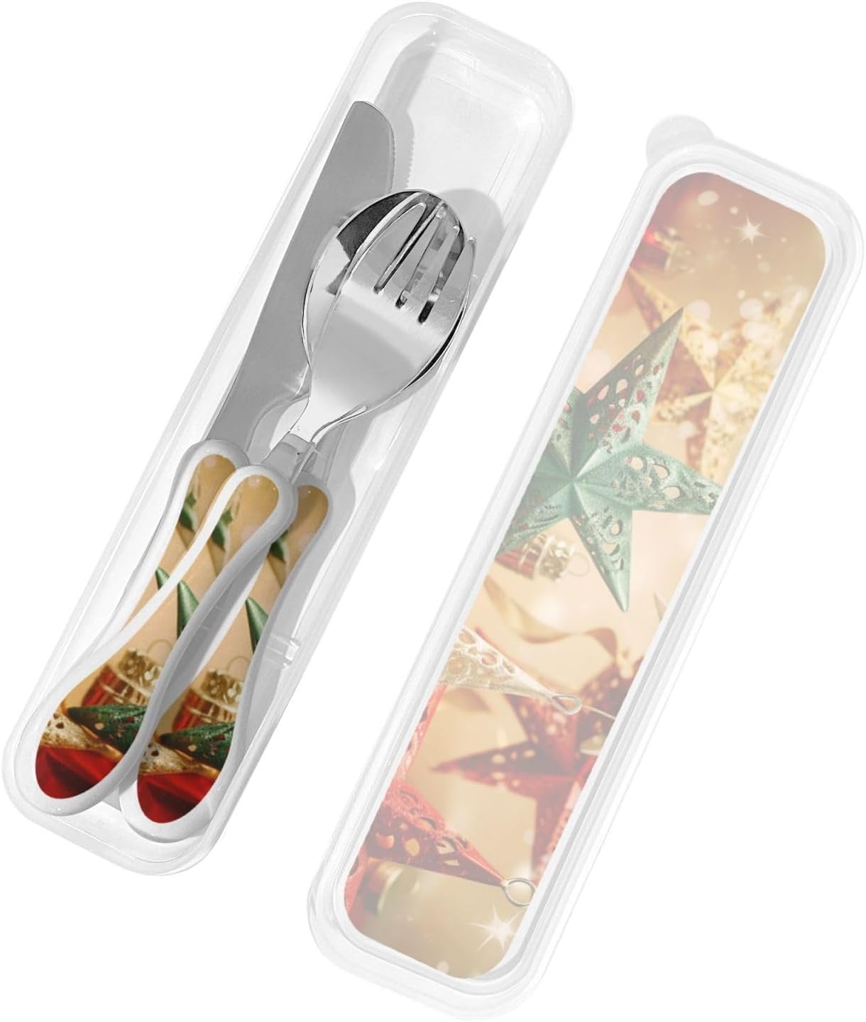 3-Piece Kids Silverware Set With Storage Case, Stainless Steel Reusable Children Safe Knife Spoon Fork Set Elephant Pattern Children Flatware Set For Kids Lunch Box
