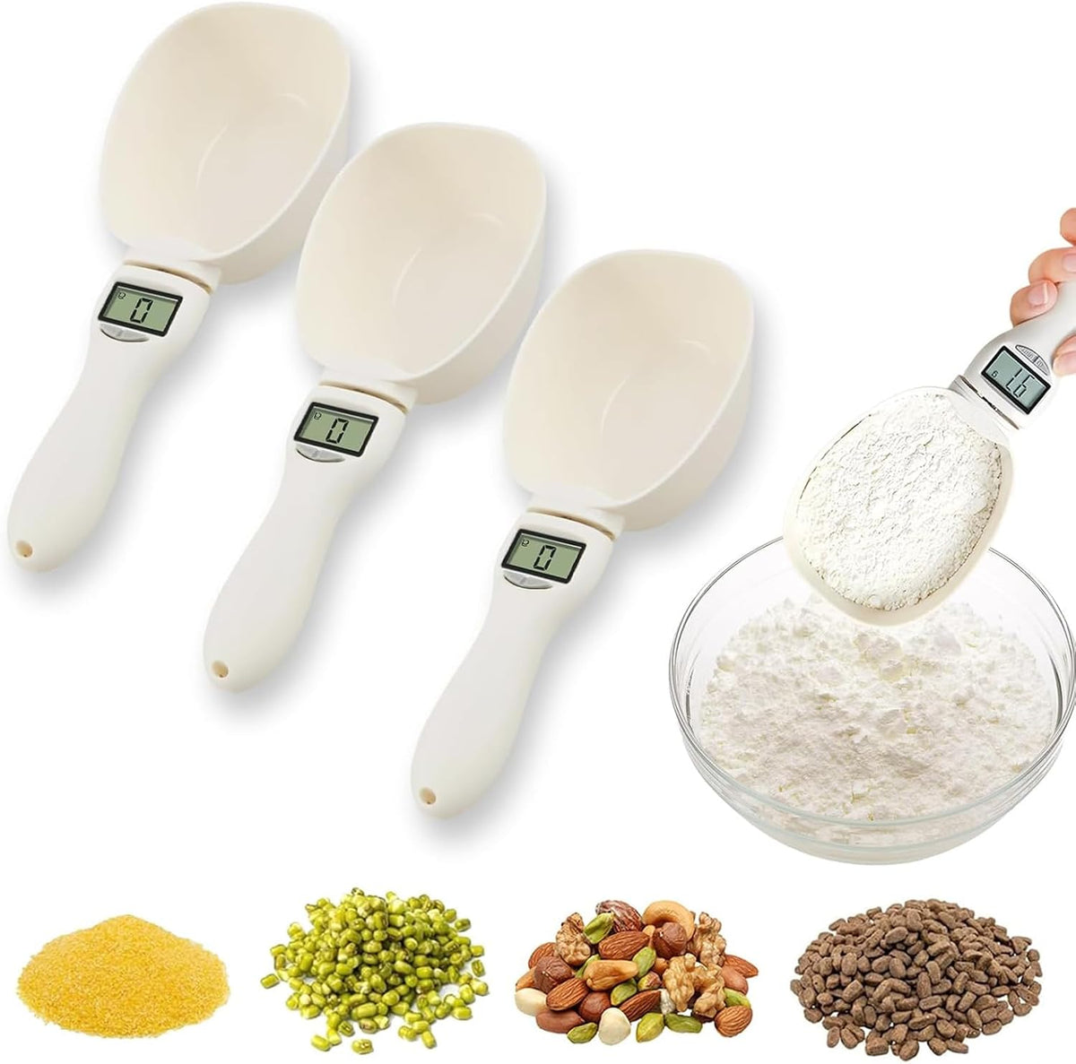 Food Measuring Scoop Scale, Digital Measuring Spoon, Weighing Spoon Scale 800g / 0.1g High Precision with LCD Screen, Display Electronic Measuring Spoon for Kitchen Gadgets and Daily Meals