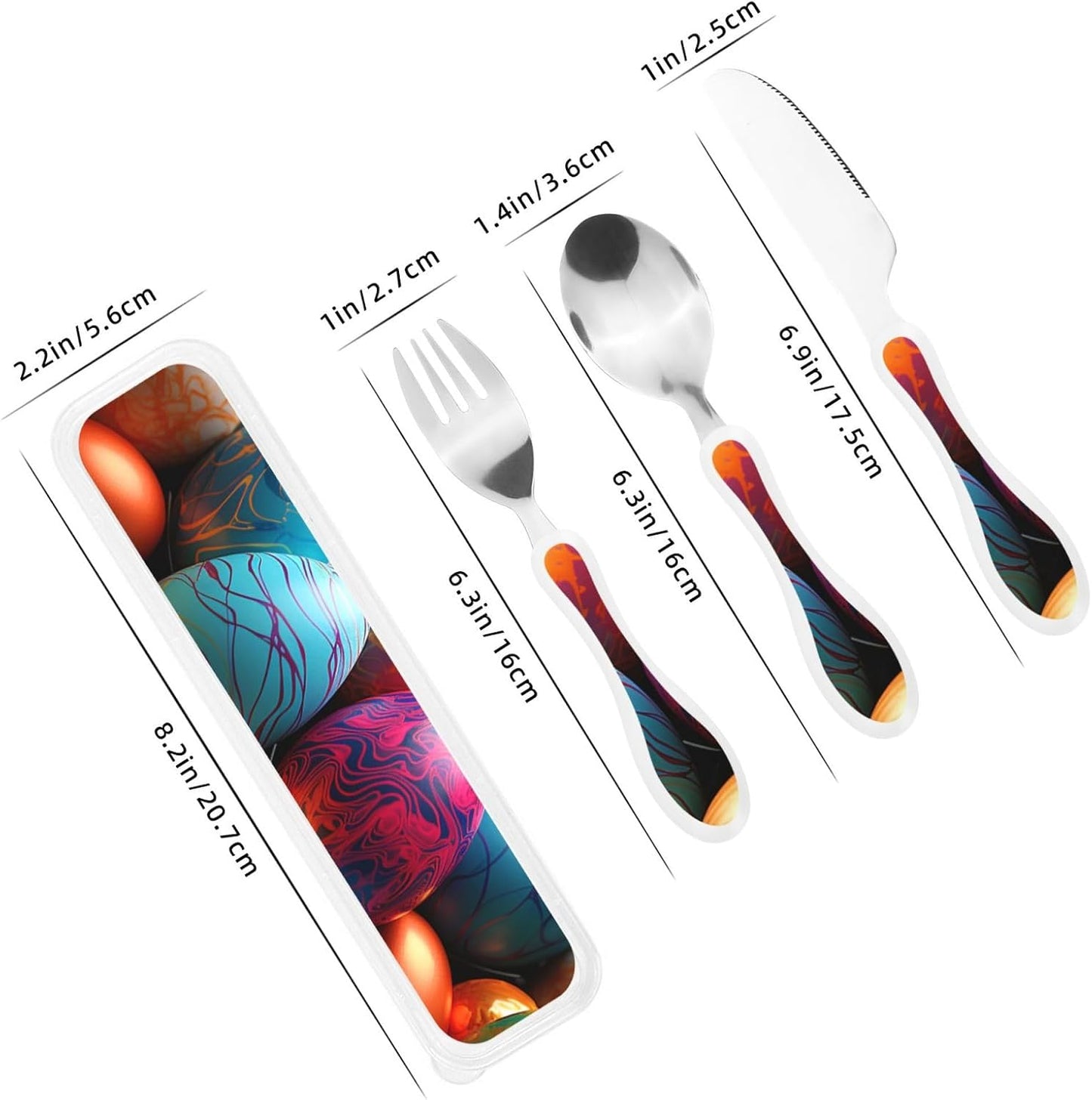 3-Piece Kids Silverware Set With Storage Case, Stainless Steel Reusable Children Safe Knife Spoon Fork Set Beach House Children Flatware Set For Kids Lunch Box