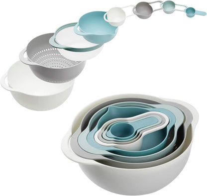 13 Pcs Mixing Bowls Set, RV Camping Accessories Set, Apartment Kitchen Gadget Easy Storage, Inculding Measuring Cups Colander Sifter Large Bowl Whisk Scraper, Great for Cooking and Baking, No BPA