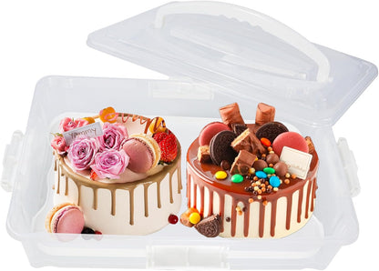 1Pack White Plastic Cake and Cupcake Carrier Holder, Large Portable Storage Container for Storing 12 Cupcakes or 1 Large Cake