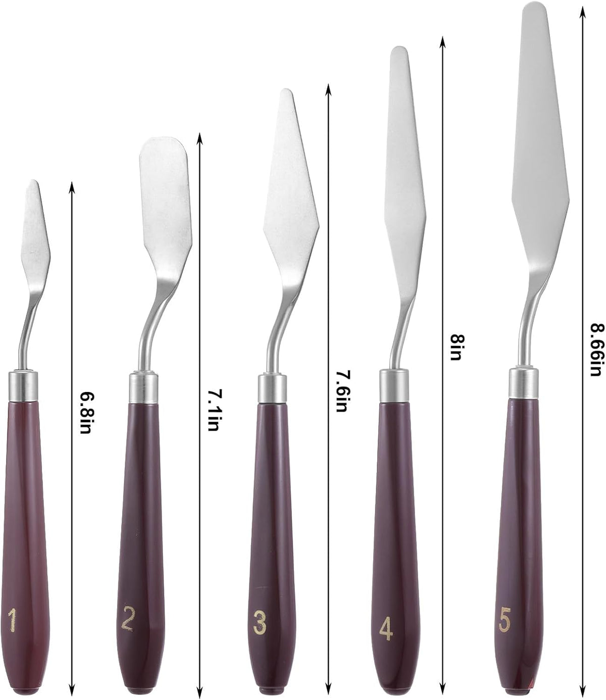 5 Pcs Cake Cream Spatula, Stainless Steel Cake Apatula Palette Knife Offset Spatula Baking Pastry Tool for Cakes Fondant Chocolate