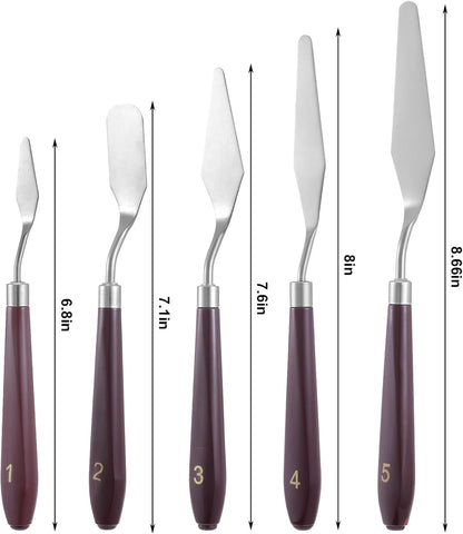 5 Pcs Cake Cream Spatula, Stainless Steel Cake Apatula Palette Knife Offset Spatula Baking Pastry Tool for Cakes Fondant Chocolate