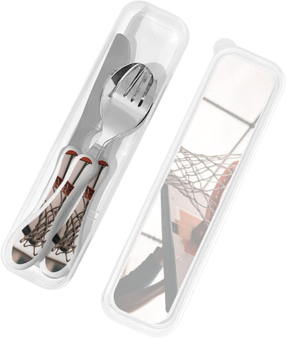 3-Piece Kids Silverware Set With Storage Case, Stainless Steel Reusable Children Safe Knife Spoon Fork Set Beach House Children Flatware Set For Kids Lunch Box