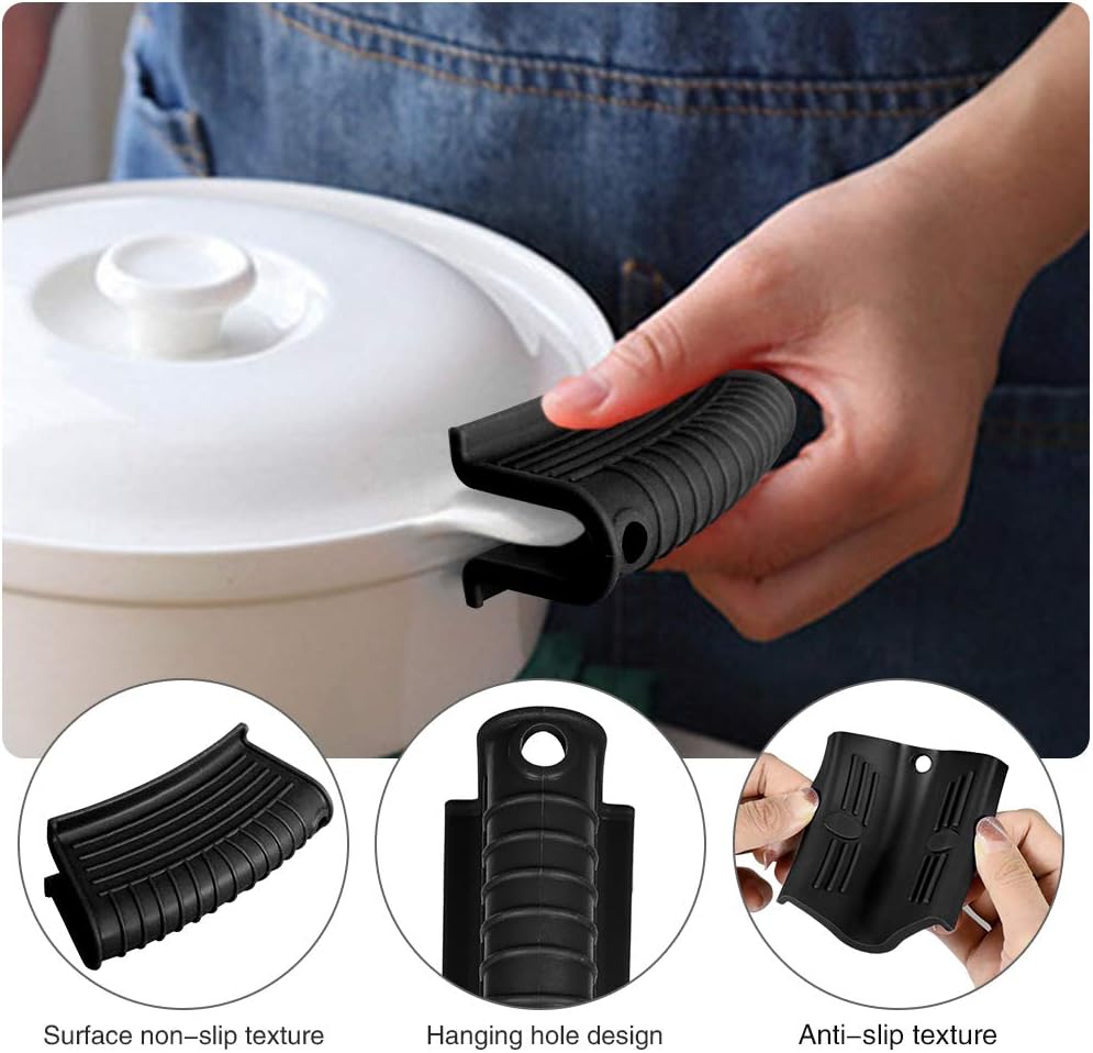 8 Pack Cast Iron Handle Cover, Silicone Hot Handle Holder, Assist Handle Holder, Non-Slip Pot Holder Sleeve, Pot Handle Covers Heat Resistant Potholder Cookware Silicone Cast Iron Handle Cover
