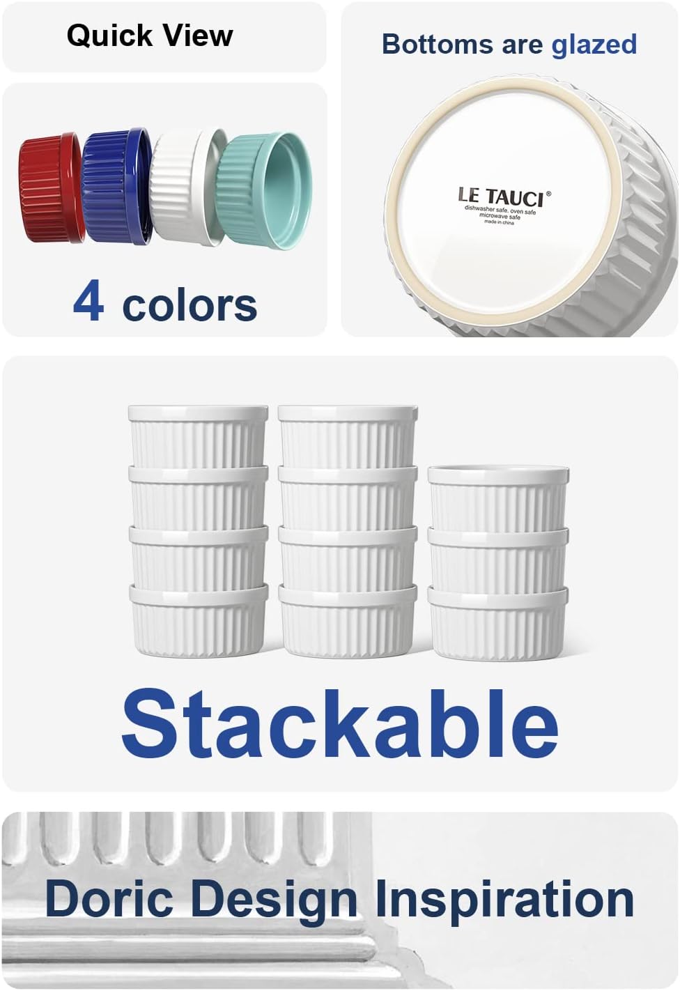 LE TAUCI Sauce Cups 2 OZ, Set of 6, White