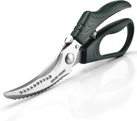 Poultry Shears Heavy Duty, Kitchen Shears with Anti-Slip Handle & Safety Lock, Spring-Loaded Dishwasher Safe for Meat, Chicken, Bone, Turkey