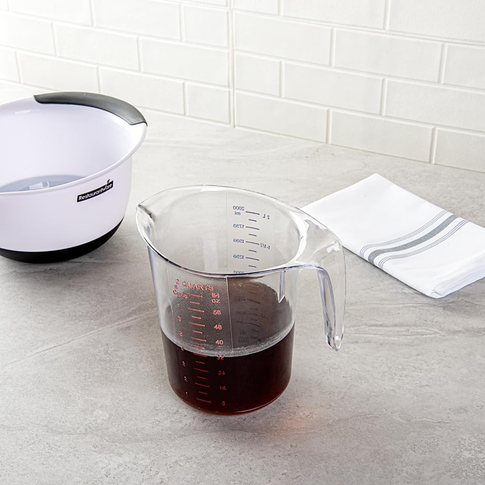 Restaurantware Plastic Measuring Cup - Chef 101 Measuring Jug with Dual Unit Markings, Dishwasher Safe - Clear Measuring Cup for Kitchen, Restaurants