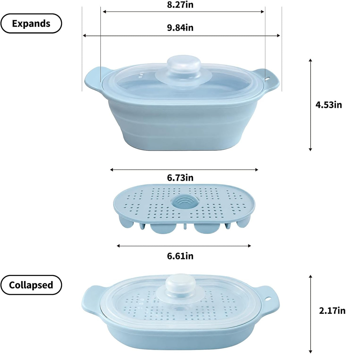 40oz Silicone Microwave Steamer For Cooking Food, Vegetable Steamer, Grey