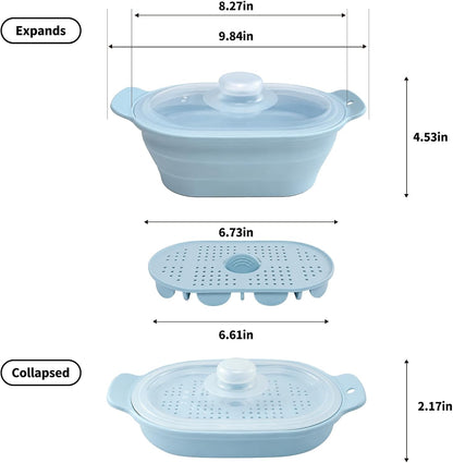 40oz Silicone Microwave Steamer For Cooking Food, Vegetable Steamer, Grey