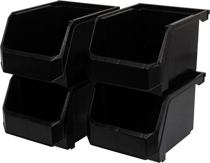 ReadySpace Medium Plastic Storage Bins, Stackable Organizer Containers for Closet Pantry Shelf Garage and Office Organization, Clear, 8 Pack