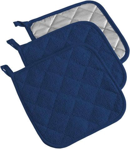 DII Basic Terry Collection Quilted 100% Cotton, Potholder, Nautical Blue