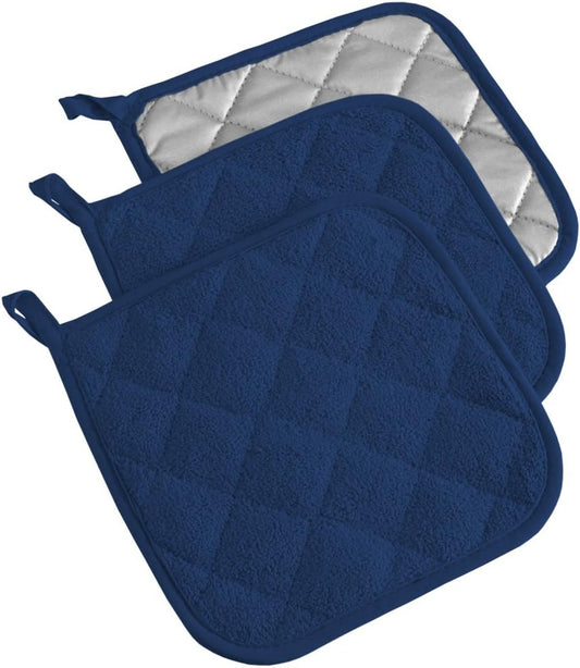 DII Basic Terry Collection Quilted 100% Cotton, Potholder, Nautical Blue