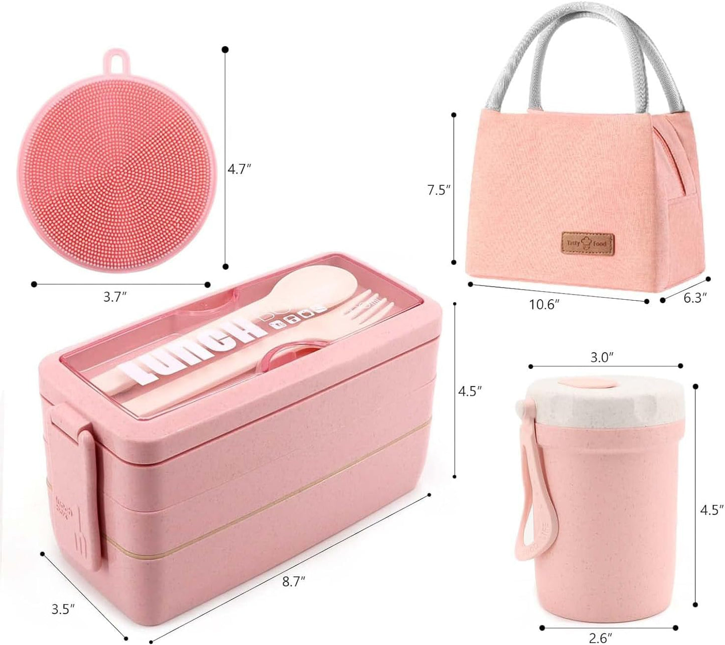 Bento Box Japanese Lunch Box Kit Leakproof Bento Lunch Box for Kids Adults Wheat Straw 3 Layer Stackable Lunch Containers with Compartment Eco-Friendly Meal Prep Containers (Beige)