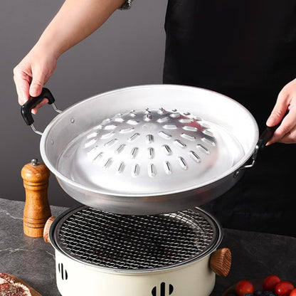 MAGICLULU Korean Bbq Grill Pan Flat Iron Grill for Bbq with Handle 14.56X11.81X1.88In Outdoor Barbecue Stove Food Prep Tray for Camping Picnic Steak