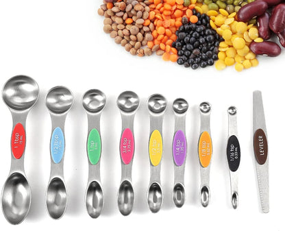 Stackable Measuring Cups & Spoons Set with Lids, Blue
