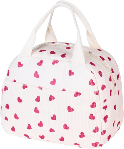 Lunch Bag for Women Men Girl,Large Cute Corduroy Lunch Tote Bags - Reusable Insulated Lunch Box for women with Handle, Leakproof WaterProof Design for Office, School, Work,Picnic.