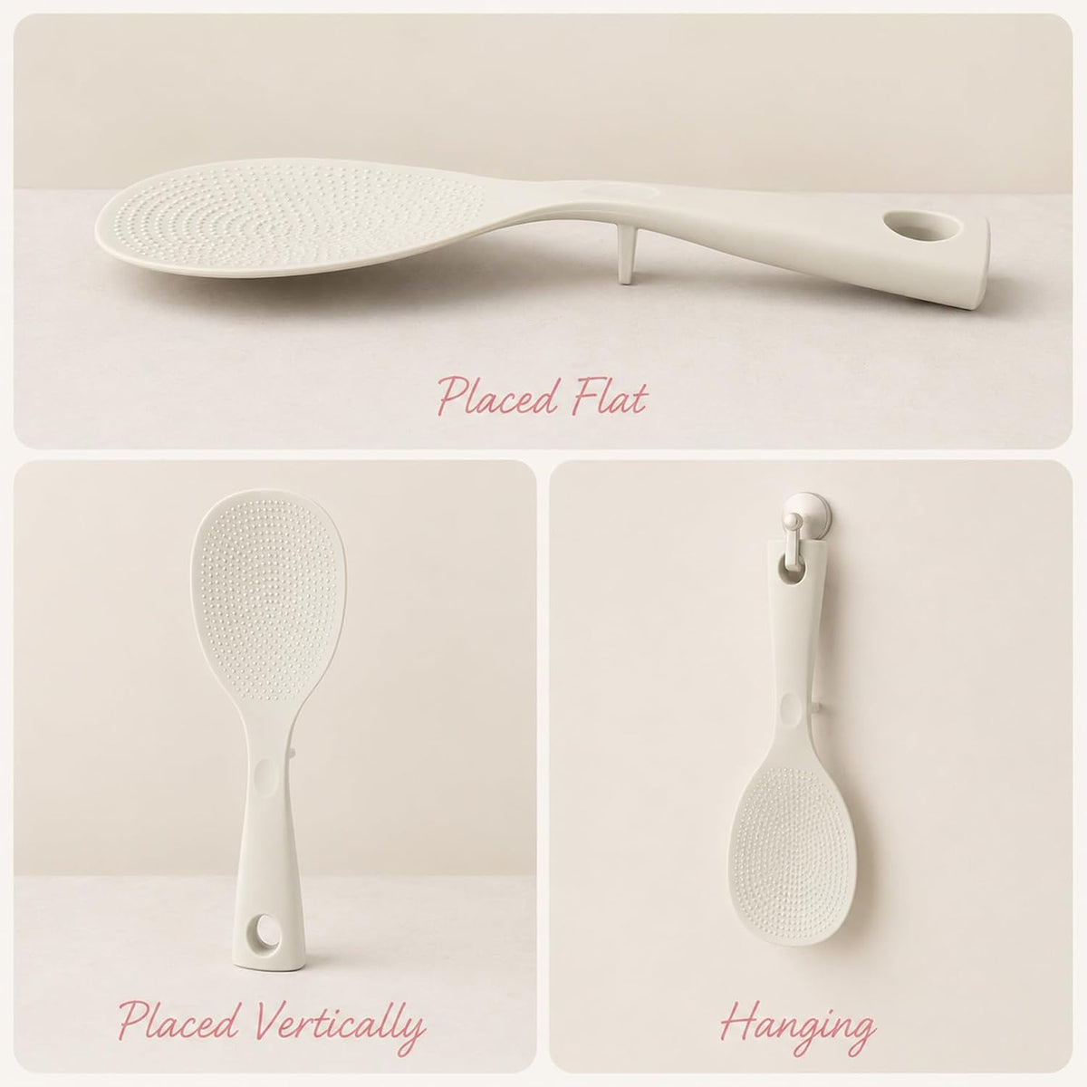 2 Pcs Silicone Rice Paddle Standing Rice Scooper Silicone Rices Ladle White Non-Stick Rices Paddle Scooper Easy To Clean Heat Resistant Anti-scalding RiceScooper Serving Spoons for Kitchen