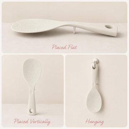 2 Pcs Silicone Rice Paddle Standing Rice Scooper Silicone Rices Ladle White Non-Stick Rices Paddle Scooper Easy To Clean Heat Resistant Anti-scalding RiceScooper Serving Spoons for Kitchen